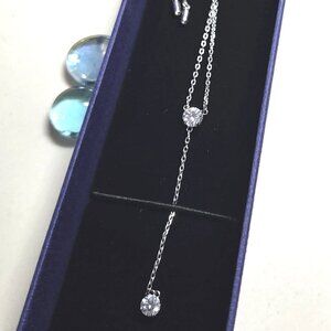 💞💞Swarovski Stilla Attract Y Necklace Round Cut Rhodium Finished Silver Tone💞
